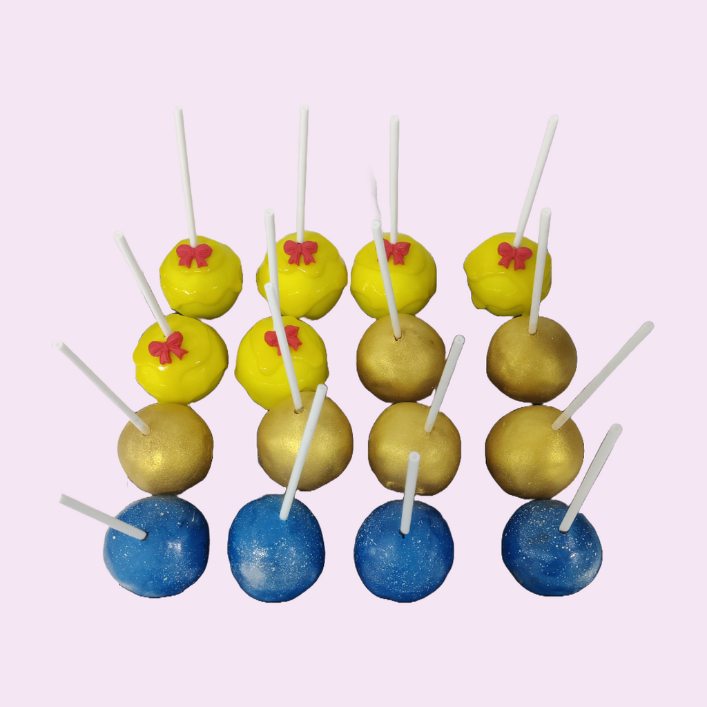 Box of 18 Yellow, blue & Gold Cakepops - Crave by Leena