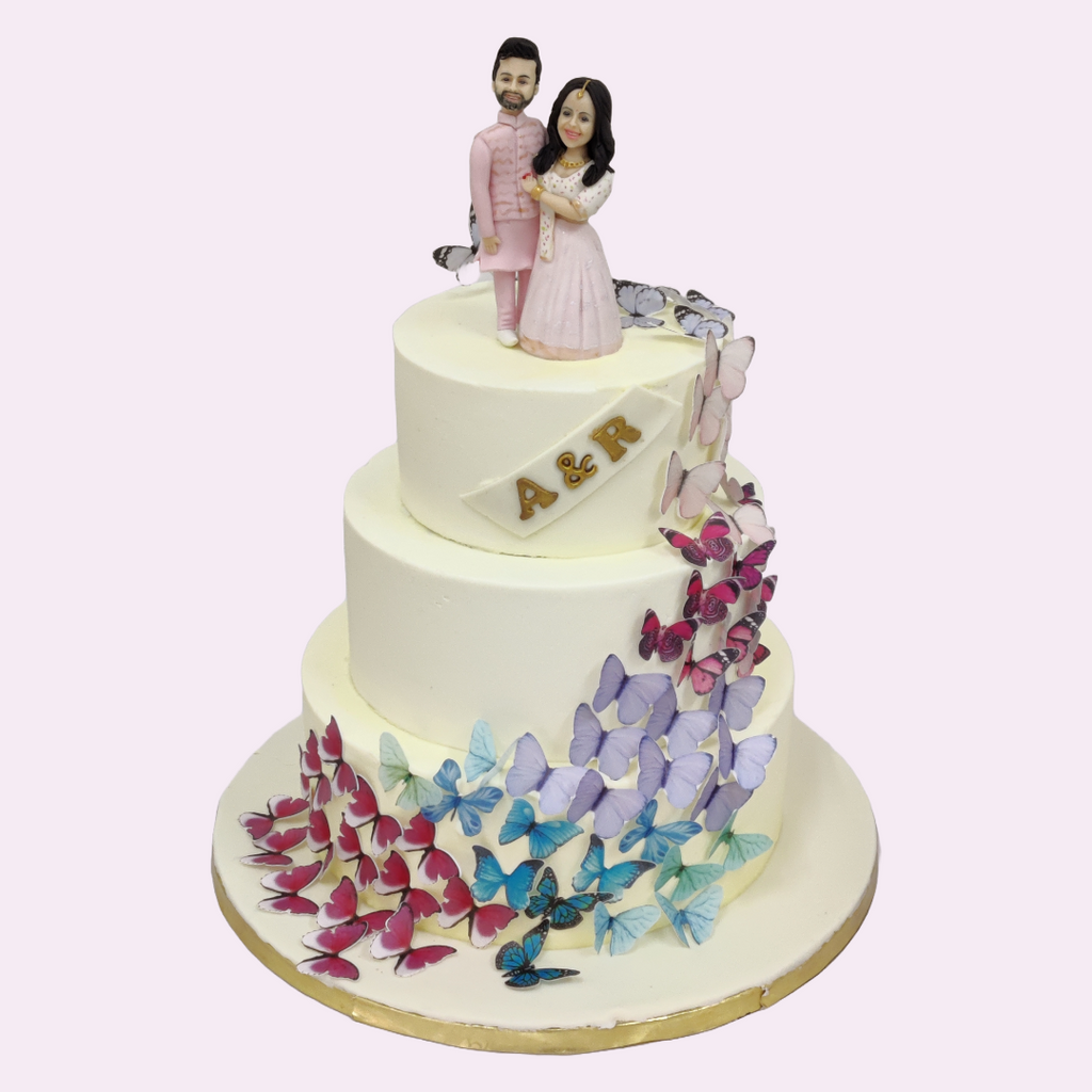 6KG 3Tier CT Colorful Butterflies & Couple Topper Cake - Crave by Leena