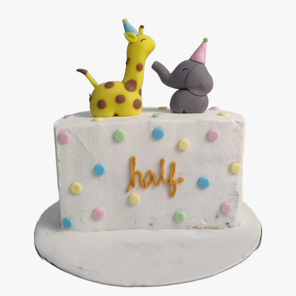 Elephant & Giraffe Half Cake - Crave by Leena