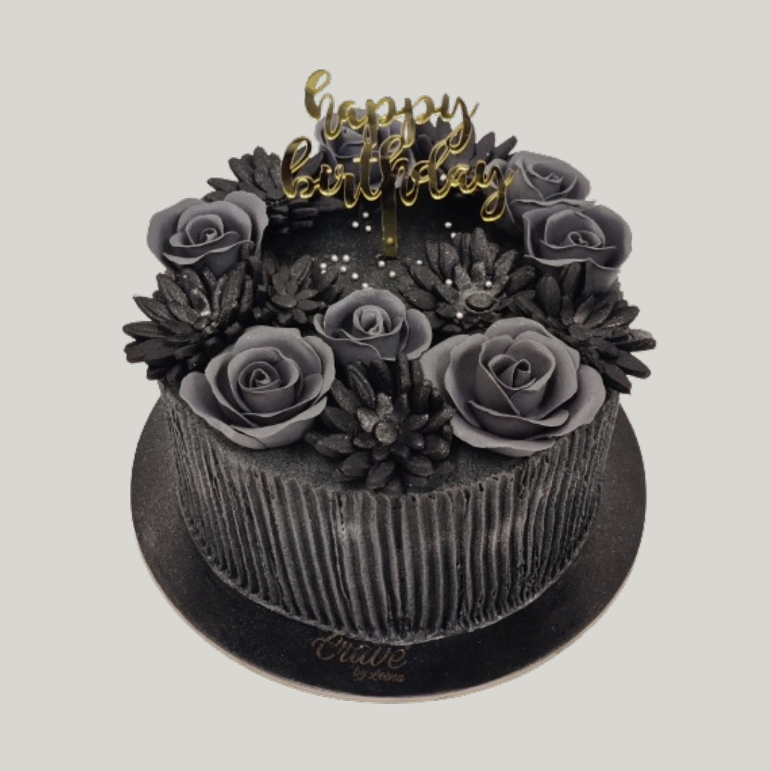 Ash Grey Sparkle Rose Cake | Vegan Theme Cake in Bangalore – Crave by Leena