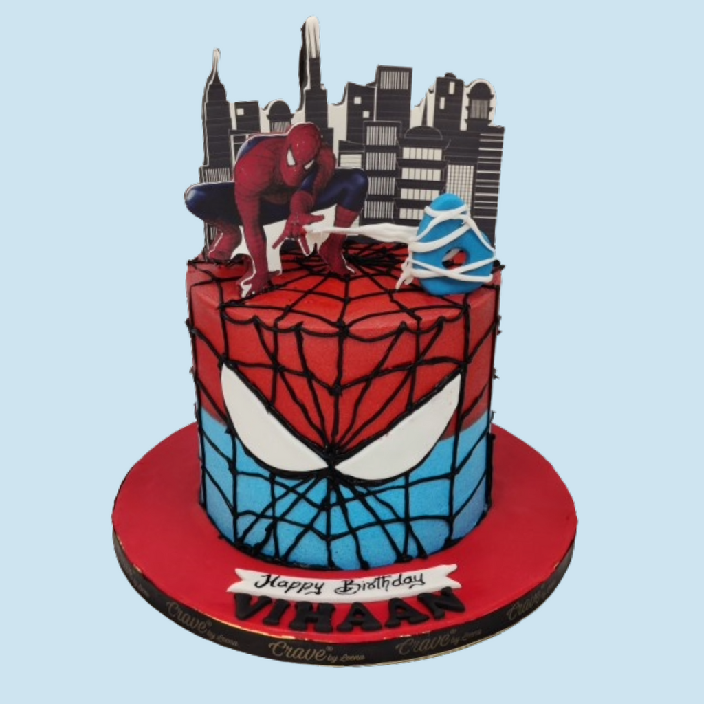 2KG WnB Ombre Red & Blue Spiderman cake - Crave by Leena