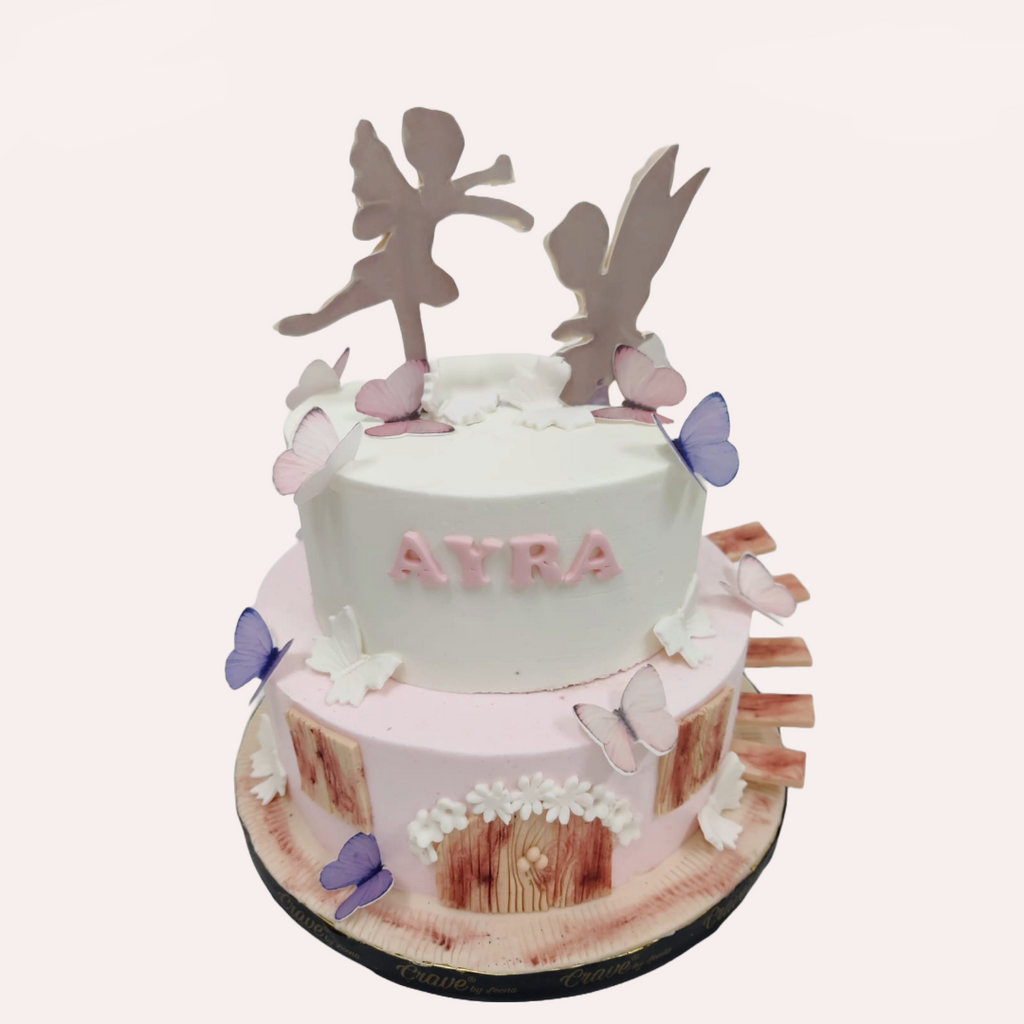 Fairy & Butterflies Pastel Cake - Crave by Leena