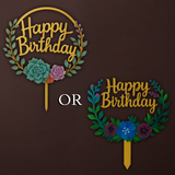 Floral Happy Birthday Cake Topper - Crave by Leena