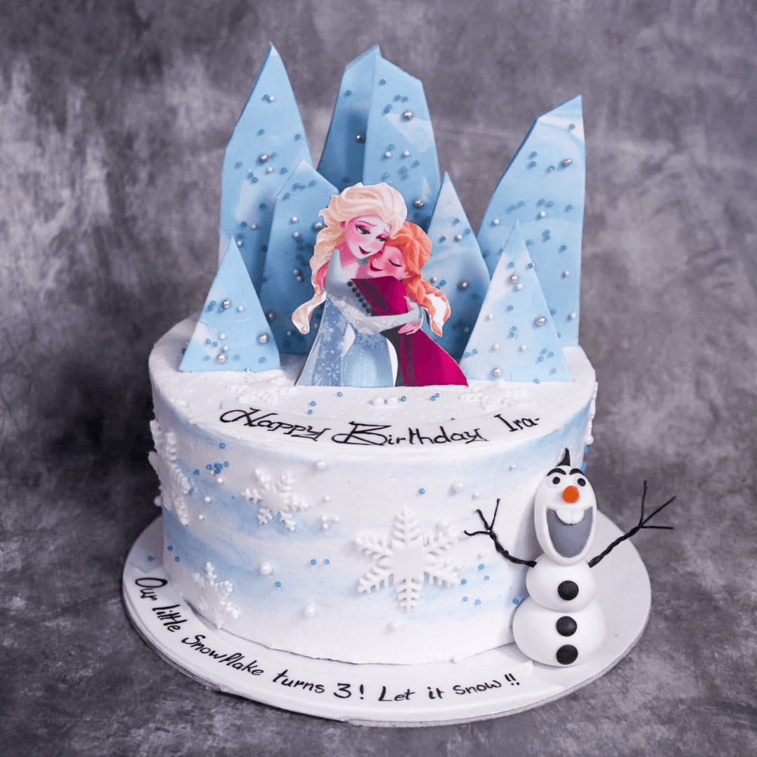 Frozen Elsa, Anna and Olaf Cake | Vegan Cake Bangalore – Crave by Leena