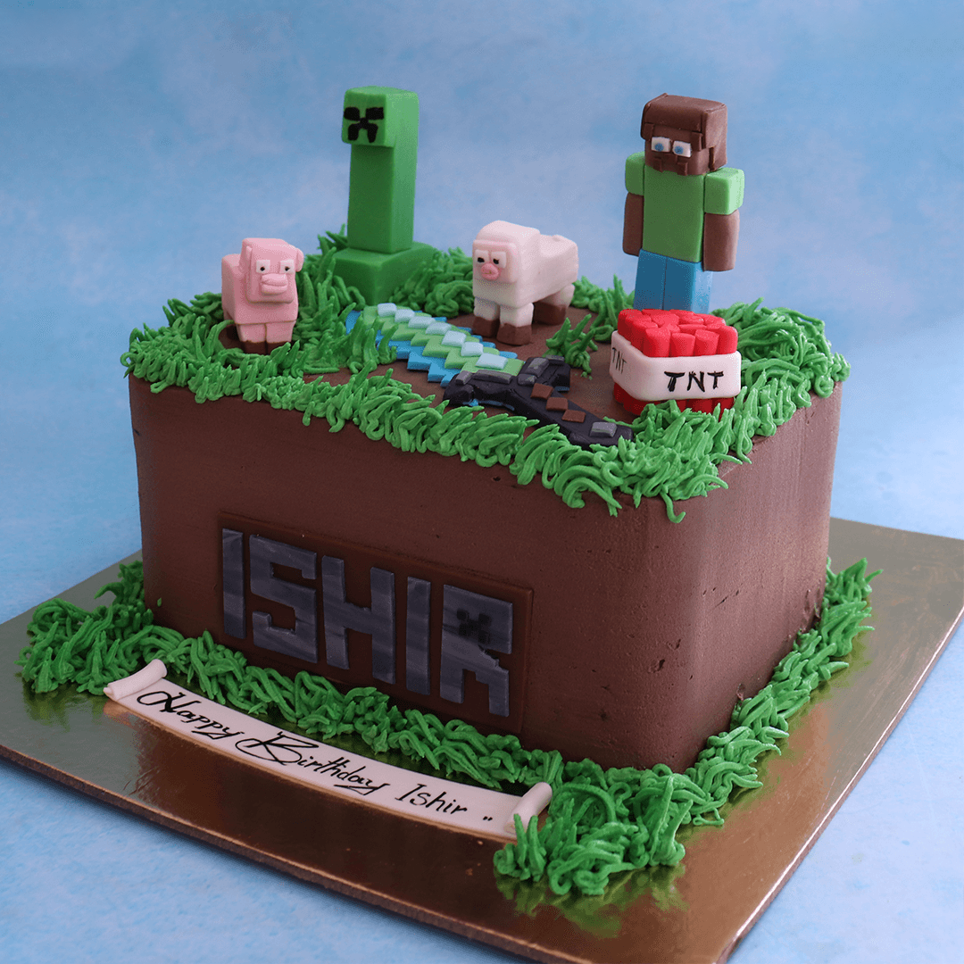 Cake Back Square Chocolate Minecraft Creeper Cake | Crave by Leena