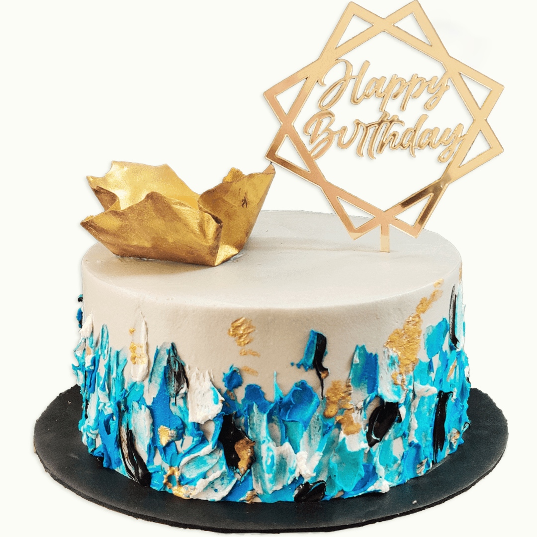 Blue Palette-Knife Painted Cake | Vegan Cake Bangalore – Crave by Leena