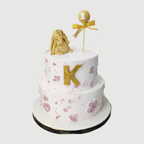 Floral palette knife Bunny Topper Cake - Crave by Leena