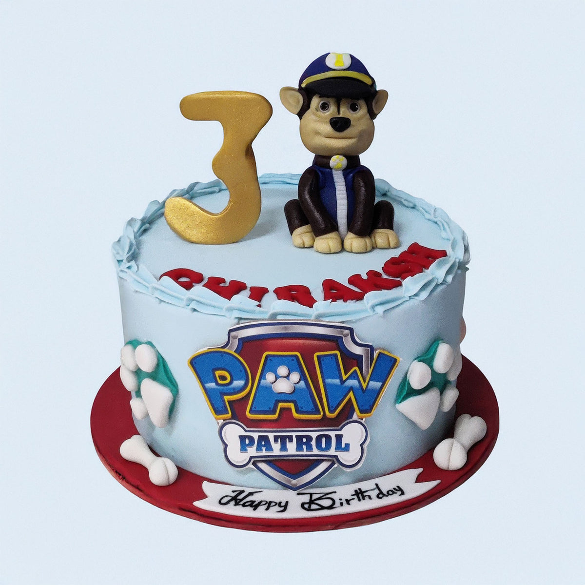 Pale Blue Paw Patrol Chase Cake | Vegan Cake Bangalore – Crave by Leena
