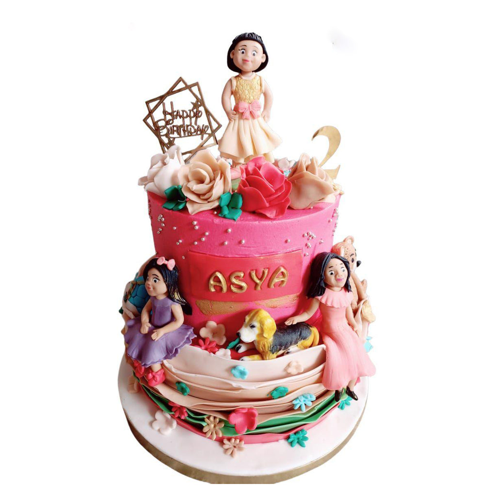 Three Girls Ruffled Cake with Topper - Crave by Leena