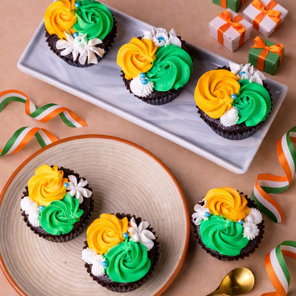 Indian Tricolour Cupcakes (box of 6)