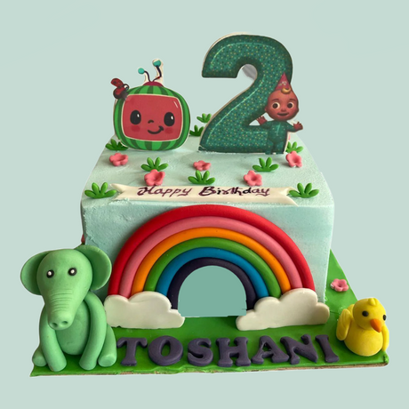 Cocomelon Rainbow square Cake - Crave by Leena