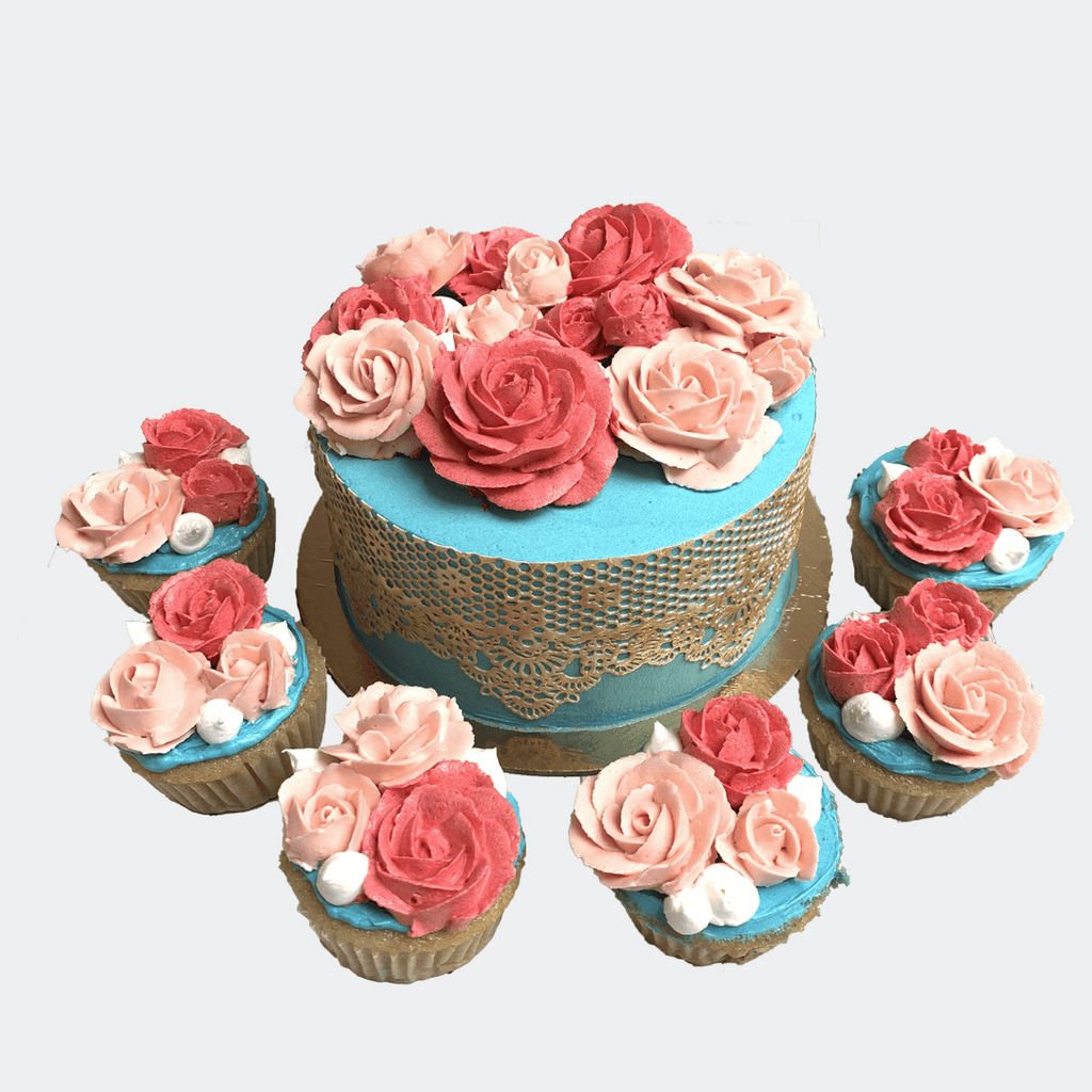 Butterream Floral and Gold Lace Cake - Crave