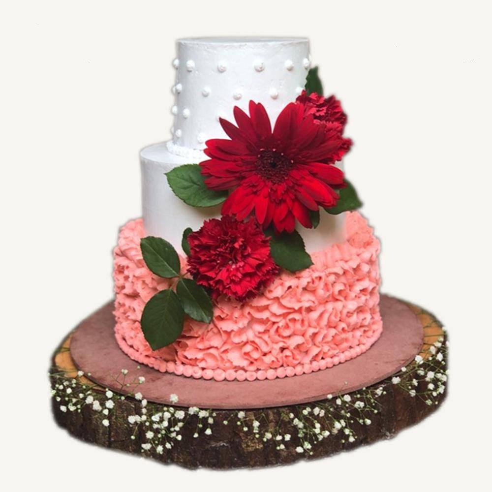 Floral with Ruffle Wedding Cake - Crave