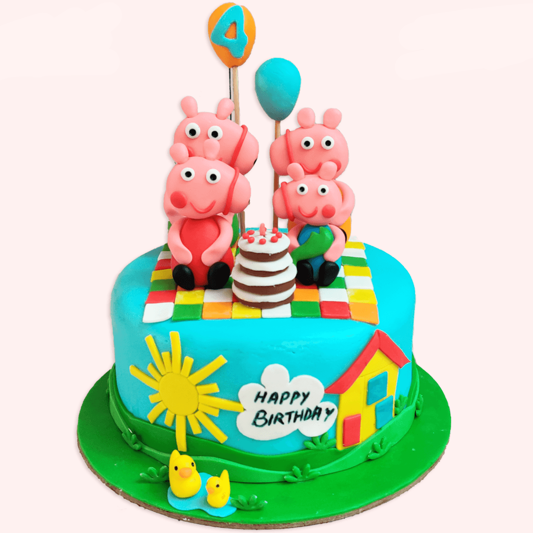 Peppa Pig Family Picnic Cake | Vegan Theme Cake in Bangalore – Crave by ...