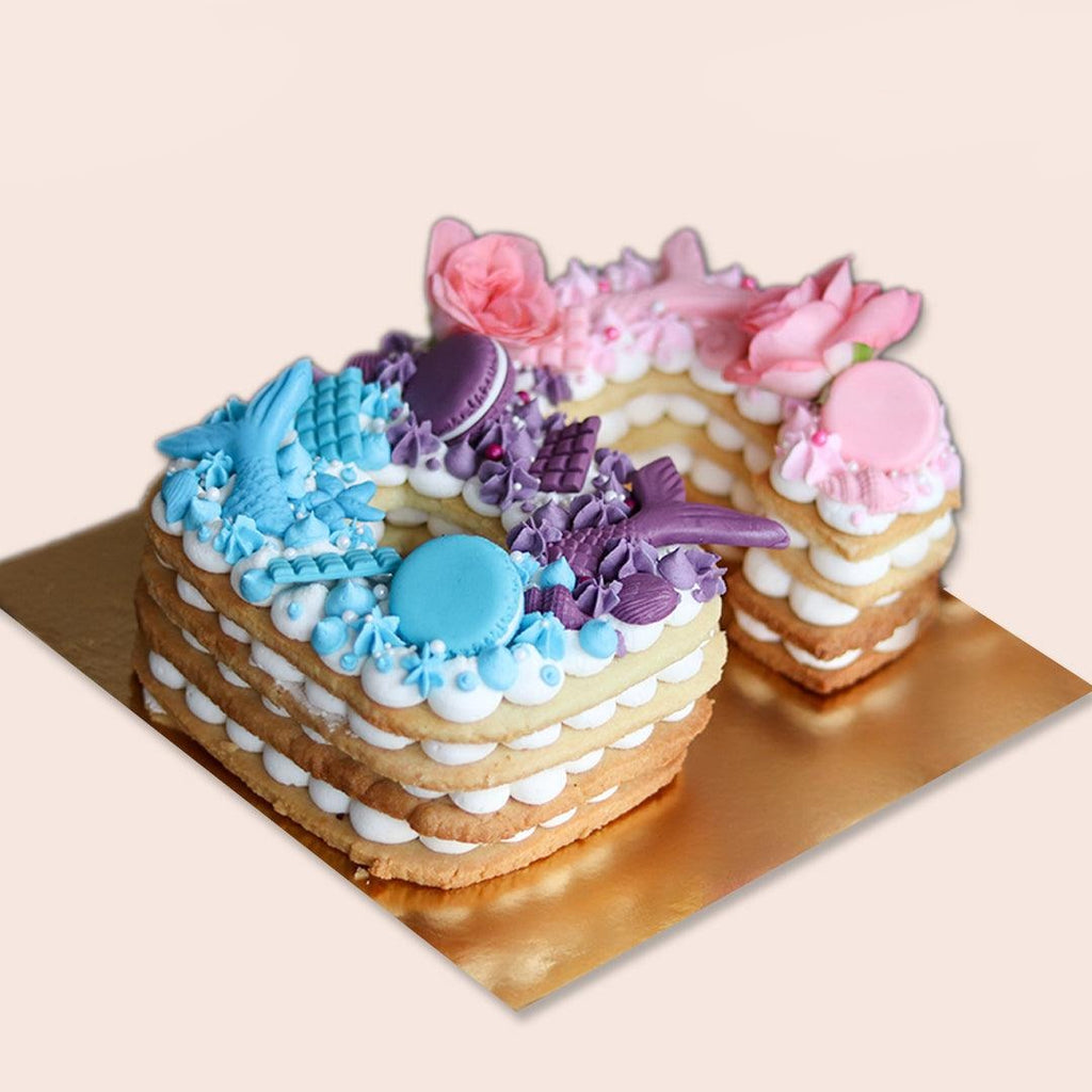 Mermaid Number Tart Cake - Crave