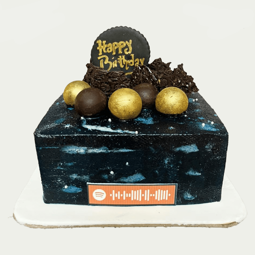 Modern Galaxy Cake with Spotify Music Code - Crave