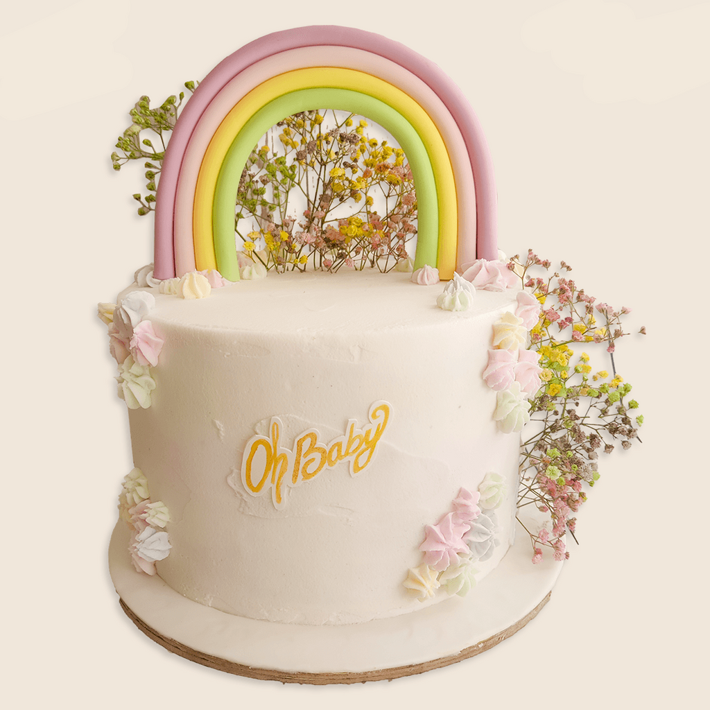 Pastel Rainbow Floral Cake - Crave by Leena