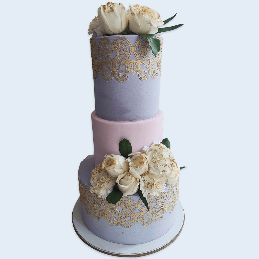 Pastels & Gold Floral Cake - Crave