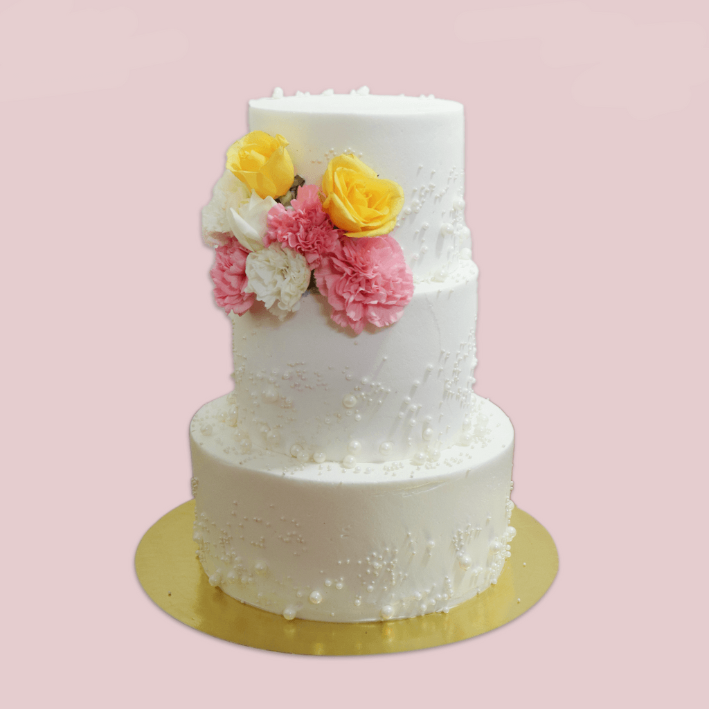 6kg 3 Tier CT Pearl Wedding Cake - Crave