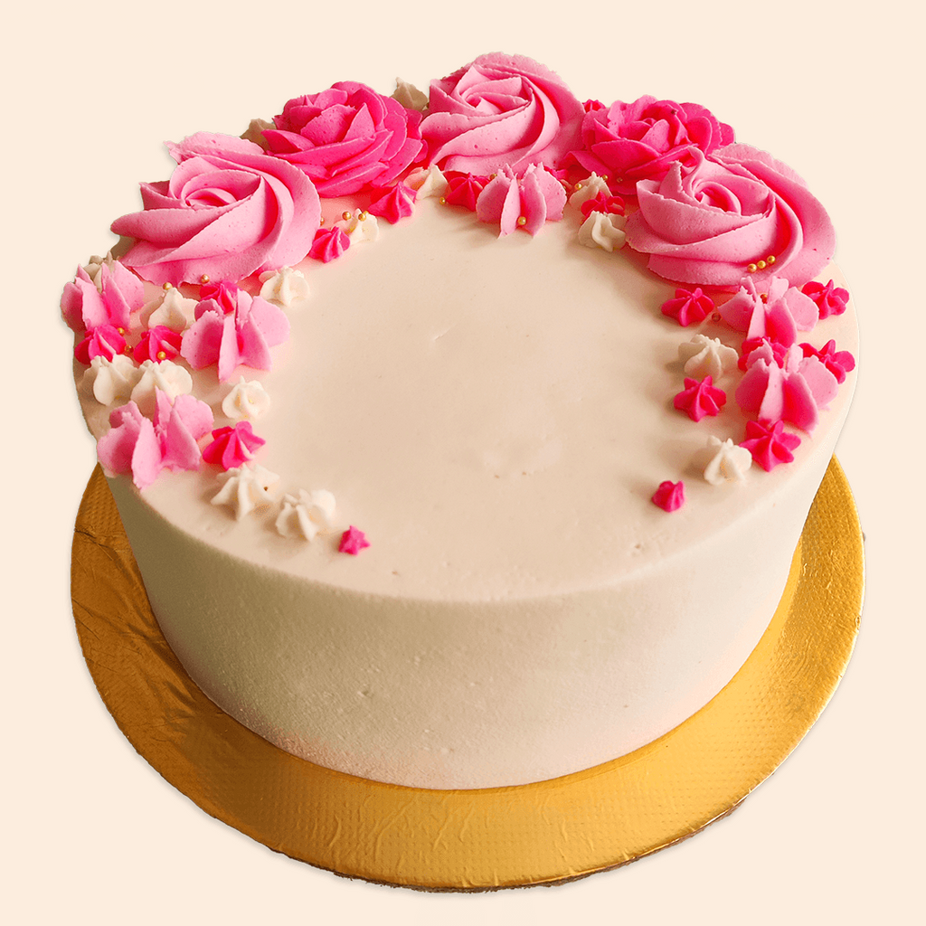 Pink & White Rosette Cake - Crave