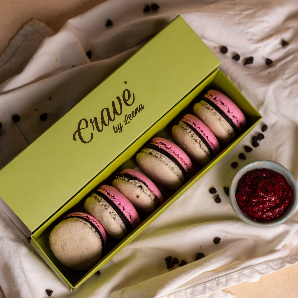 Raspberry Chocolate Macarons (Box of 6) - Crave by Leena