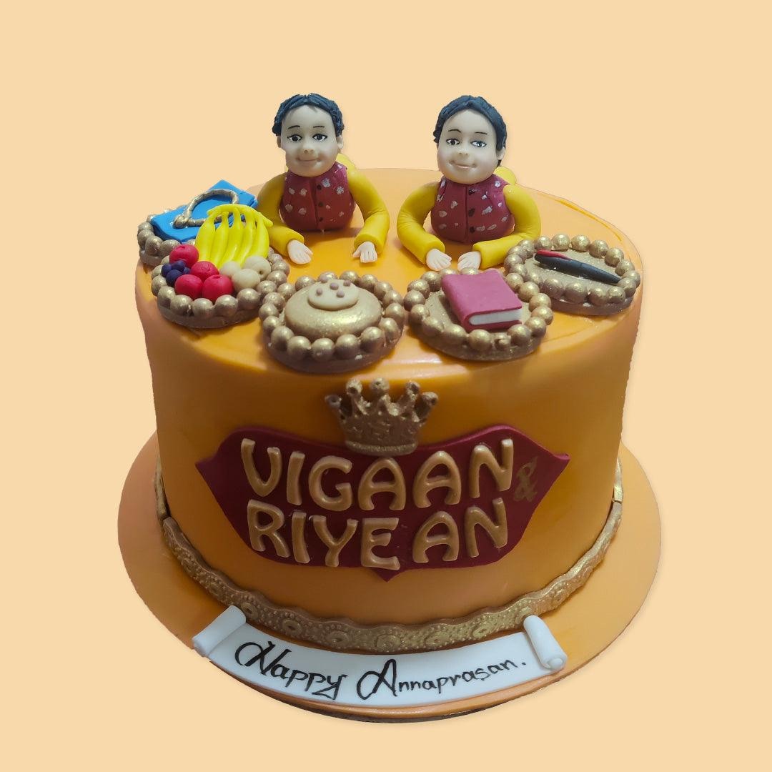 Rice Ceremony Twins Cake - Crave by Leena