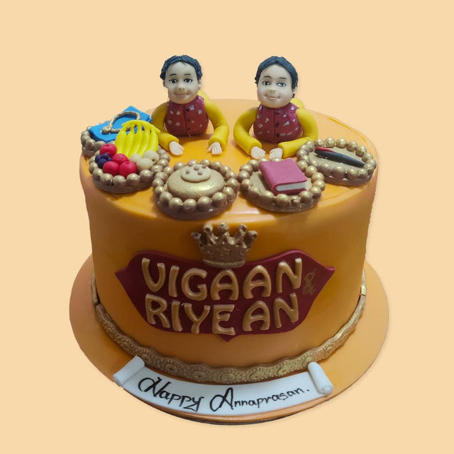 Rice Ceremony Twins Cake - Crave by Leena
